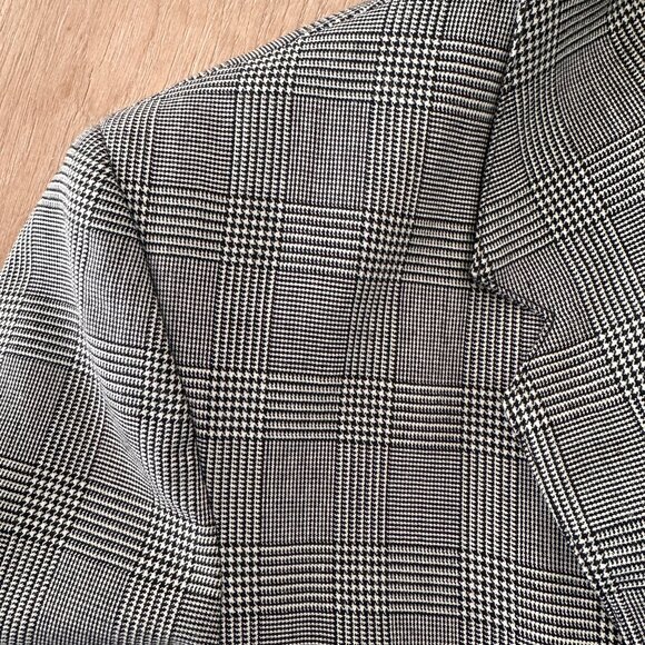 Vtg 90's Houndstooth Blazer Suit Jacket sz 42R - Black/White - Picture 3 of 11